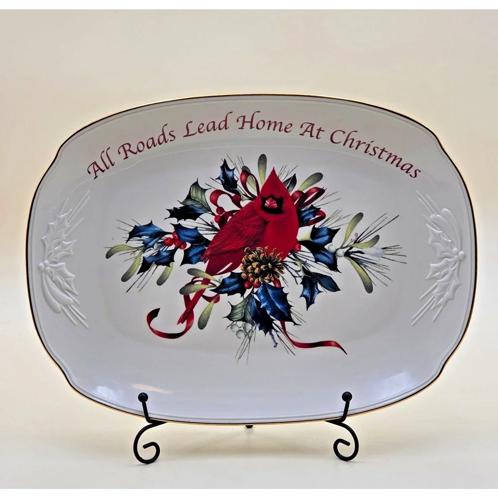 Lenox Winter Greetings Cardinal Serving Platter 14